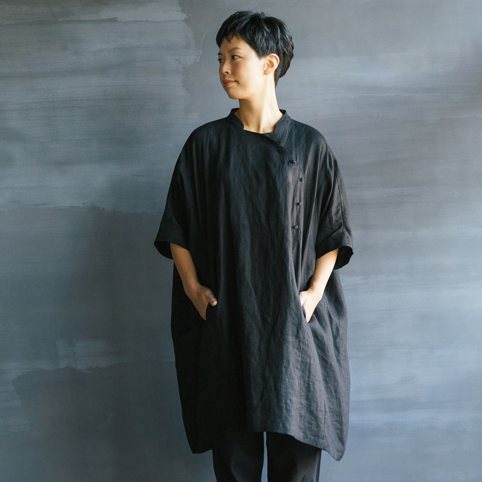 群言堂 根々 長袖ロングワンピース インディゴ 石見銀山 コットン