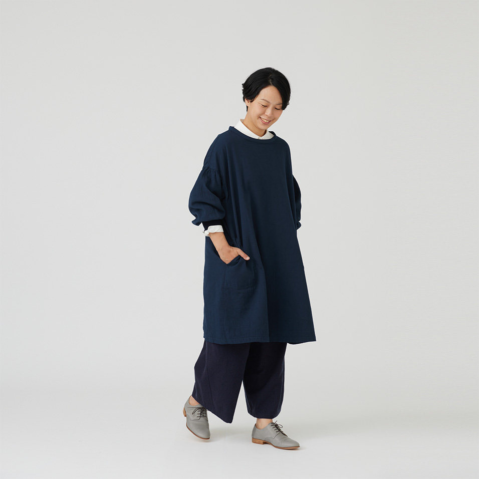 群言堂 登美 石見銀山 アシンメトリー ワンピース リネンレーヨン混 日本製