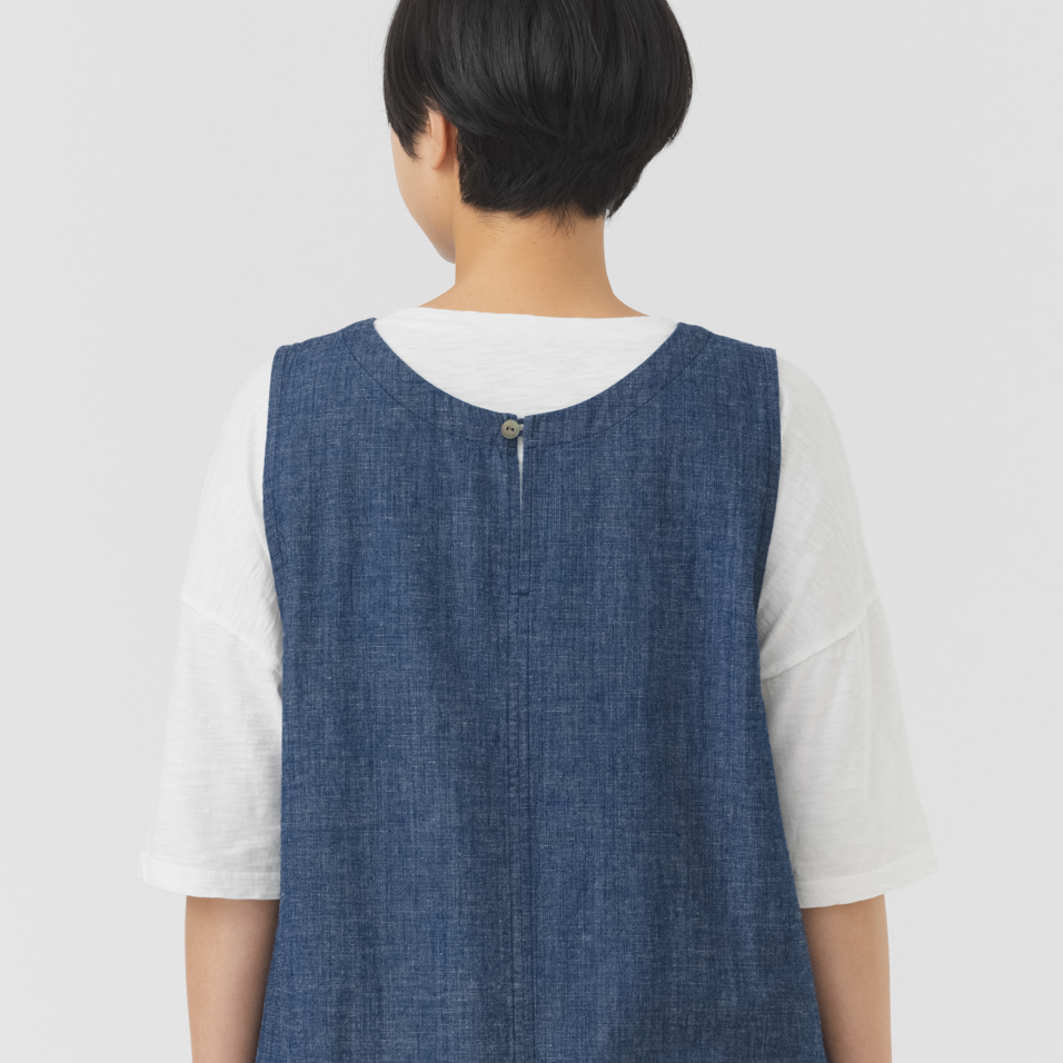 綿麻シャンブレー　チュニックエプロン